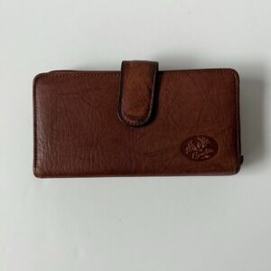 Buxton Leather Wallet Heiress Brown Marbled Checkbook, ID, & Change Purse Clutch